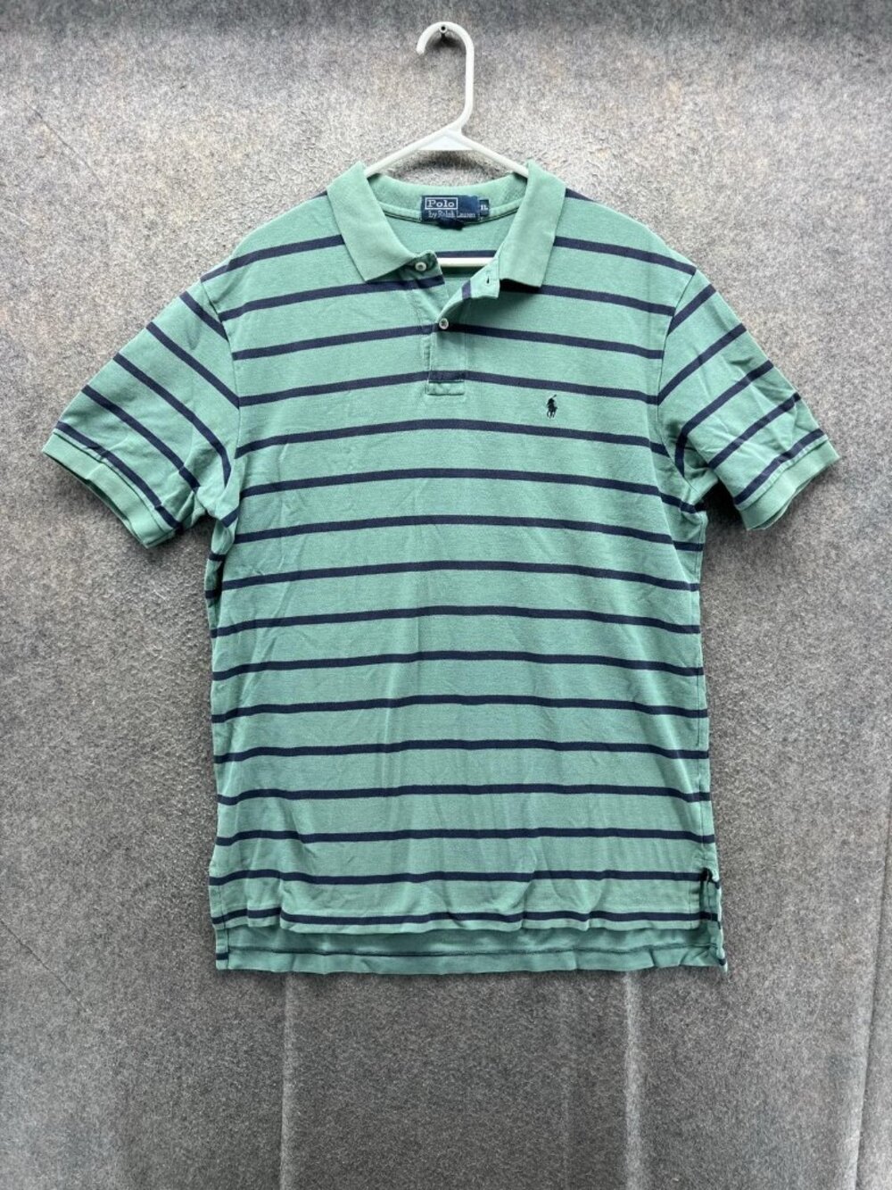 Polo By Ralph Lauren Polo Shirt Men XL Green Striped Knit Cotton Logo Casual